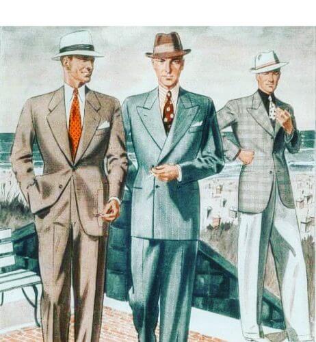 Old drawing of three men in their Sunday Best