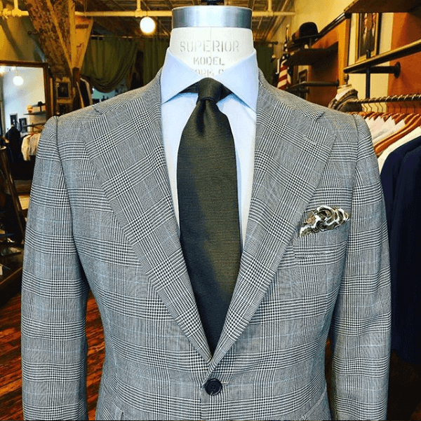 Gray suit on display