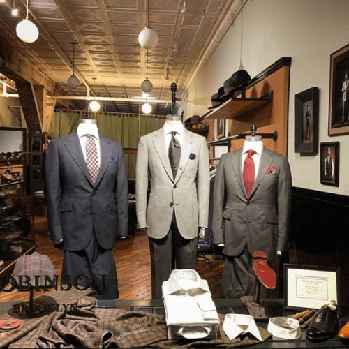 Three suit display in the store window