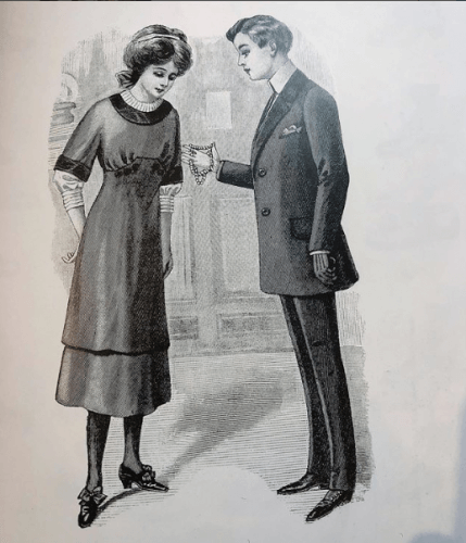 Old drawing of a man and a woman