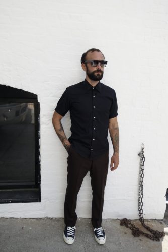 Short sleeve black Pinpoint Oxford collar shirt