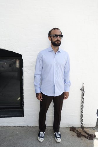Light blue Pinpoint Oxford Spread collar shirt
