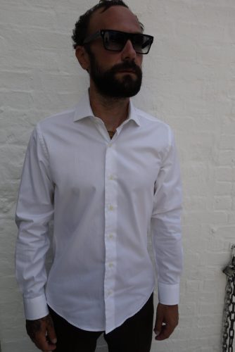 White Pinpoint Oxford Point collar shirt