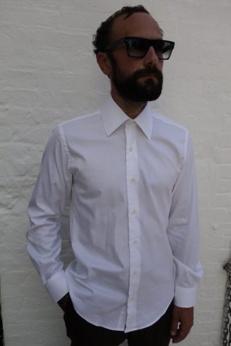 White Pinpoint Oxford Point collar shirt