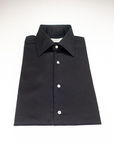 Short sleeve black Pinpoint Oxford collar shirt