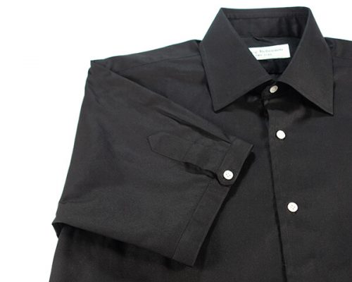 Short sleeve black Pinpoint Oxford collar shirt