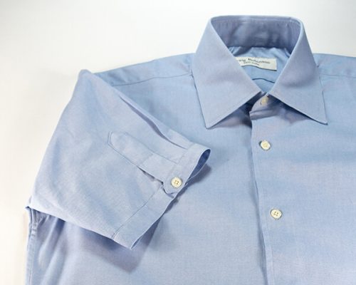 Short sleeve light blue Pinpoint Oxford collar shirt