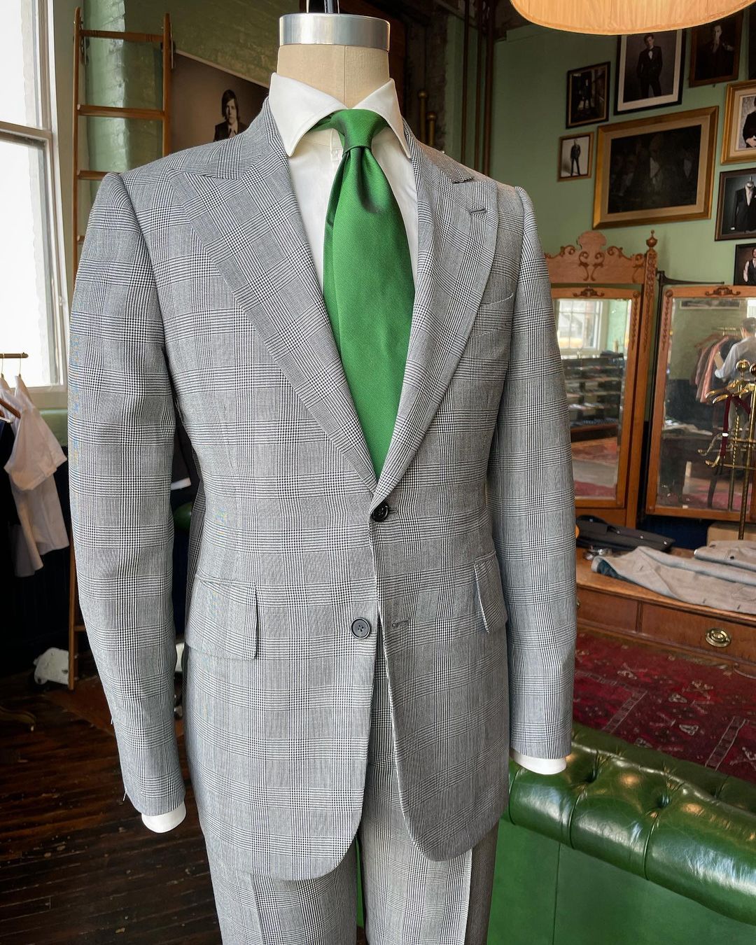 Light grey suit on display